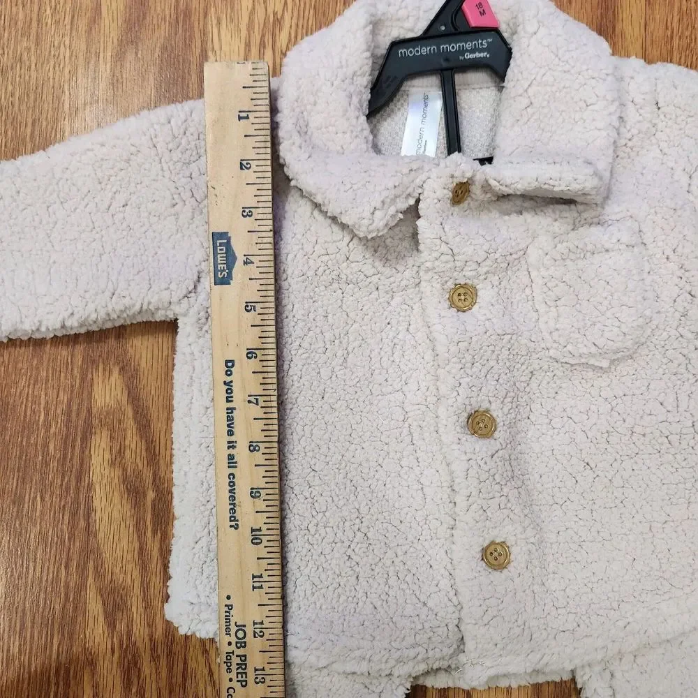New Boy Girl 18 Months Tan Microplush 2 piece Outfit Set Modern Moments Collared